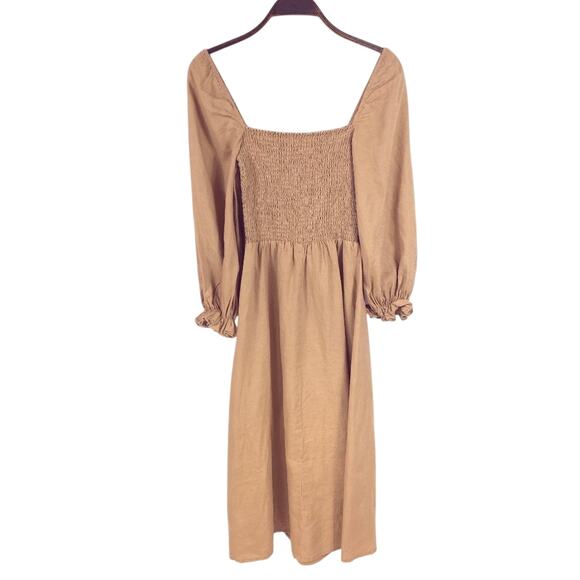 Reformation Gitane Smocked Linen Midi Dress Measures S/M - Picture 5 of 9